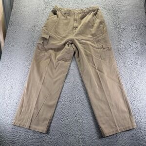 Old Broadway Pant Men's 32x31 Brown Cotton Cargo Straight Leg Workwear Utility